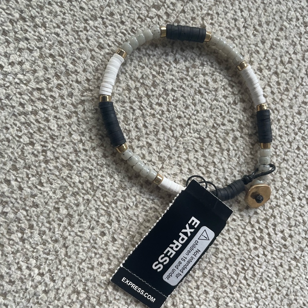 Express Black, White, and Gray Beaded Bracelet